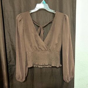 Brown Polka Dot Women's Top